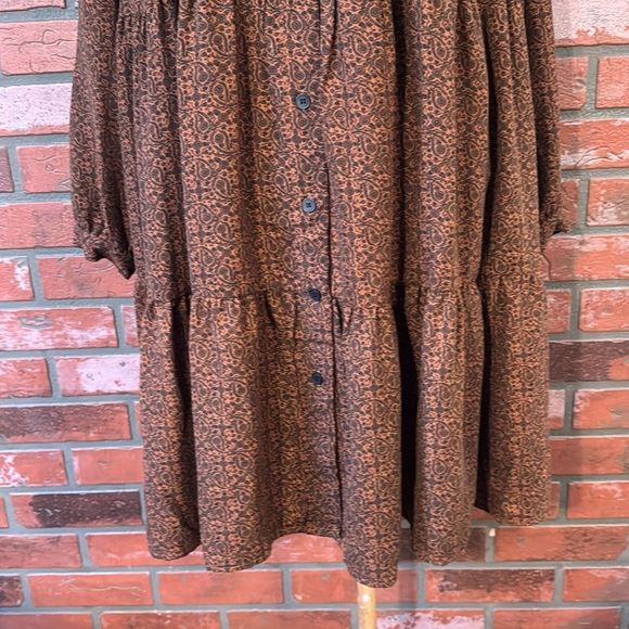 The Korner Long Sleeve Brown Paisley Midi Dress - Picture 7 of 15